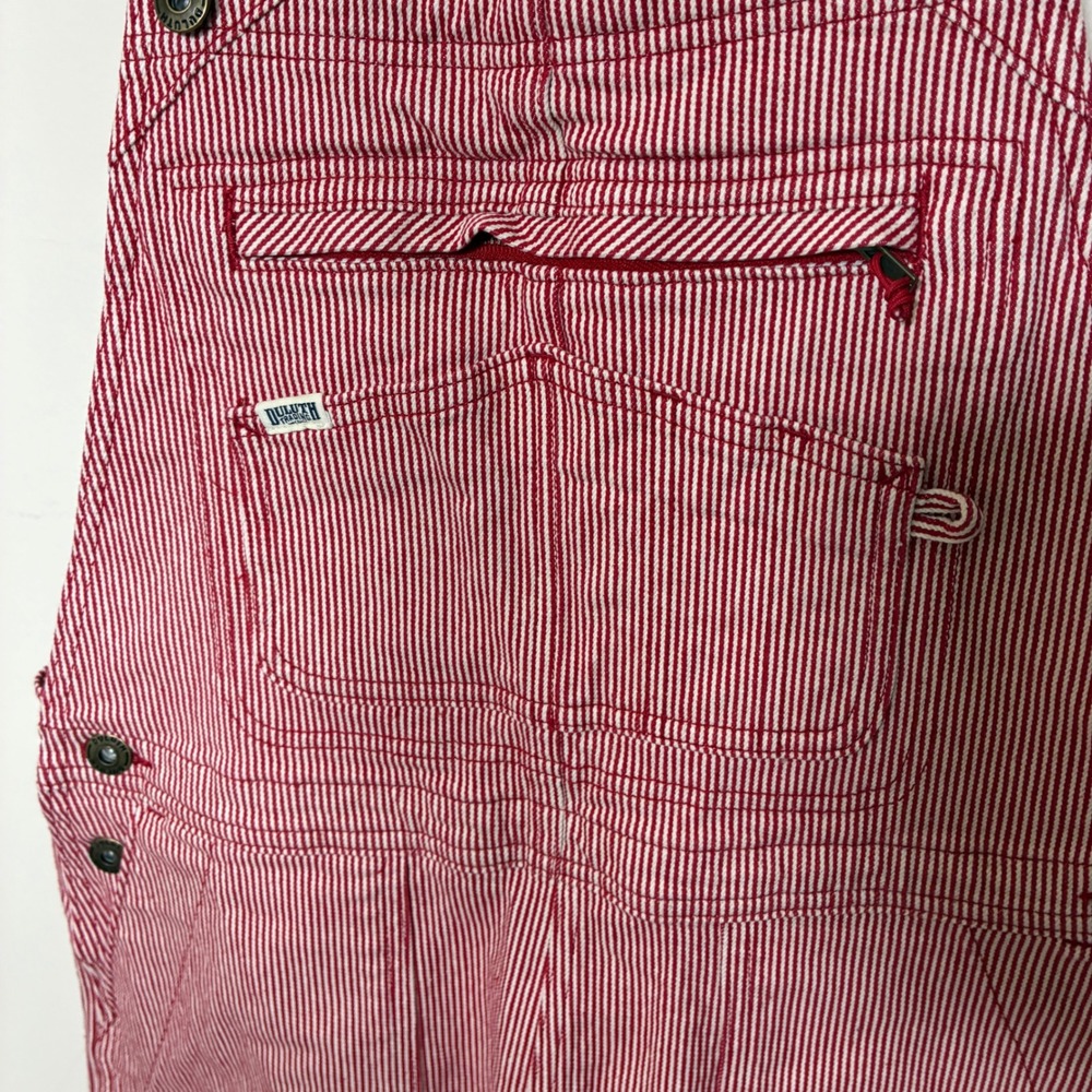 Duluth Trading Womens Railroad Gardening Overalls Size S x 31 Red Stripe Bibs - Picture 5 of 13